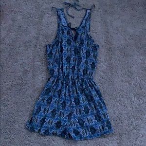 Hollister blue patterned romper XS